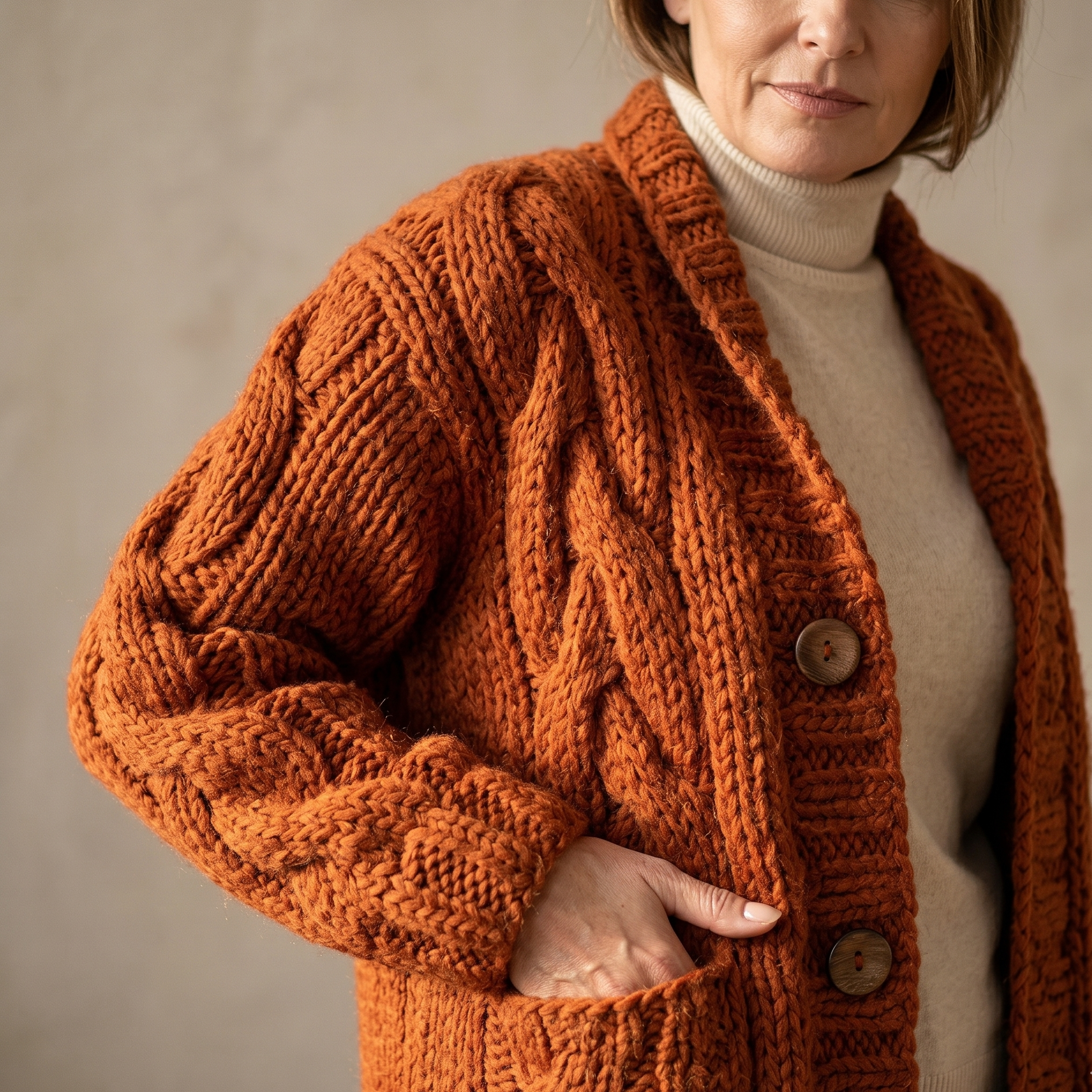 Alessia™ Elegant Cable Knit Coat