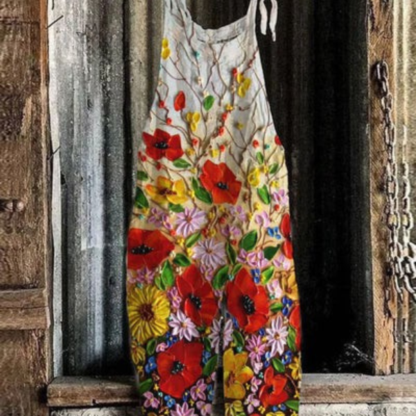 Solea | Lightweight artisanal jumpsuit in floral style