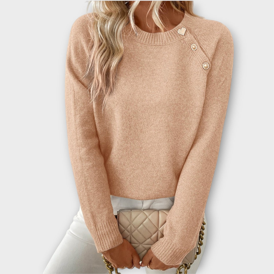 Elina | Stickad tröja – Asymmetrisk design med feminina detaljer