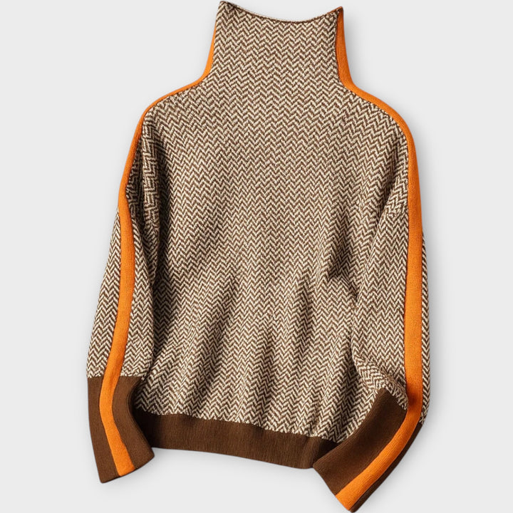 Selina™ | Randig stickad tröja med elegant hög krage