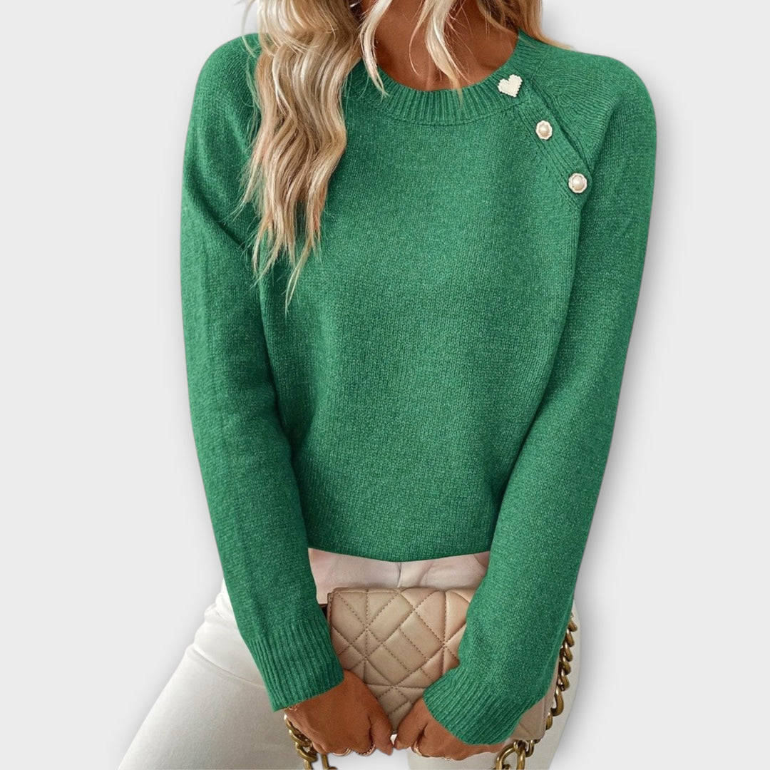 Elina | Stickad tröja – Asymmetrisk design med feminina detaljer