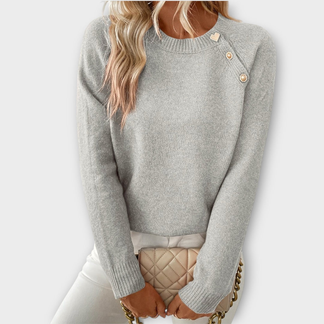 Elina | Stickad tröja – Asymmetrisk design med feminina detaljer