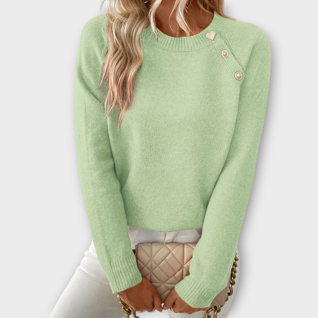 Elina | Stickad tröja – Asymmetrisk design med feminina detaljer