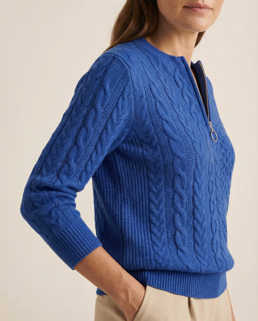 Elira™ - Cable Knit Half-Zip Jumper