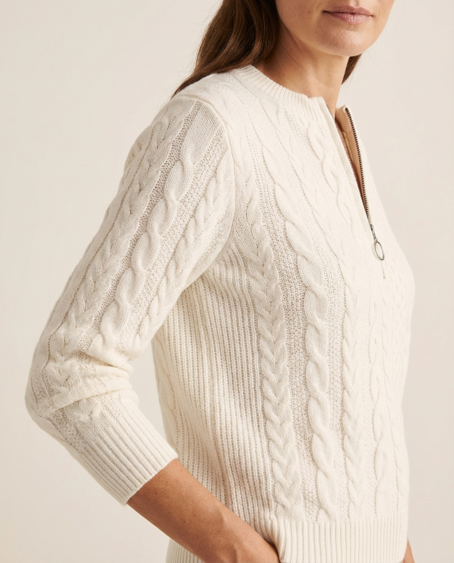 Clara™ - Cable Knit Half-Zip Jumper