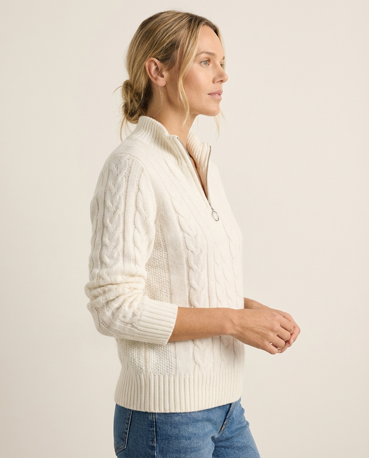 Clara™ - Cable Knit Half-Zip Jumper