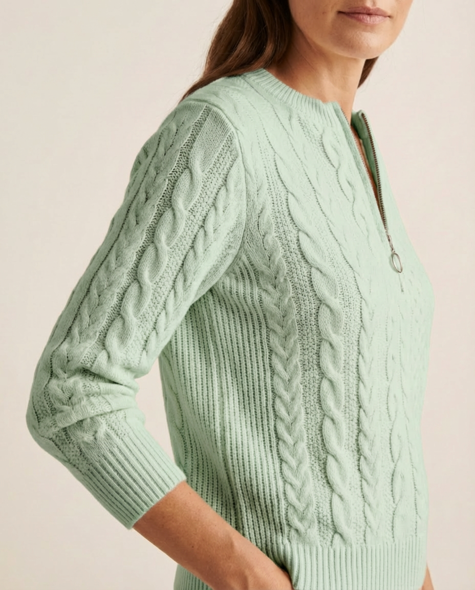 Kaia™ - Cable Knit Half-Zip Jumper